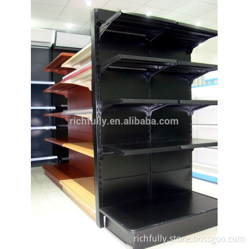 CE certificate low price large supermarket shelving in black or wood color
